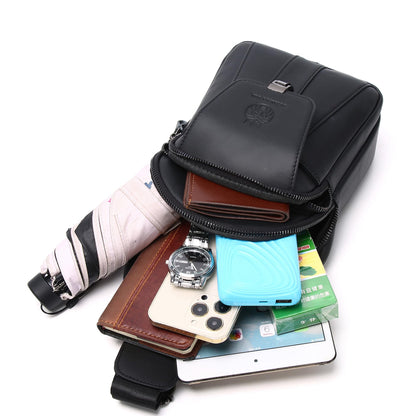 LUKZIJAES Genuine Leather Sling Bag for Men