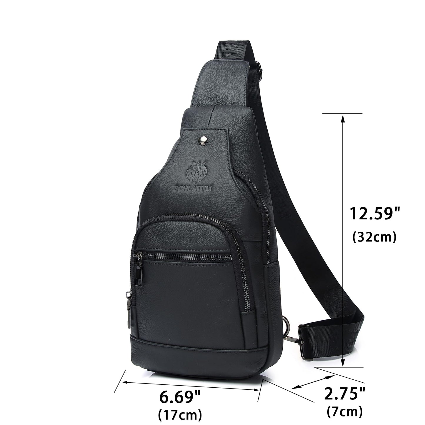 LUKZIJAES Genuine Leather Sling Bag for Men