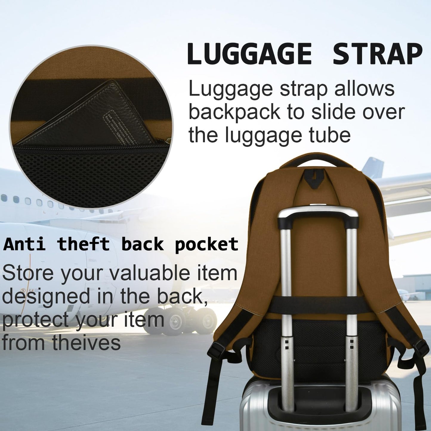 Anti-Theft Laptop Backpack with USB – 15.6" Black