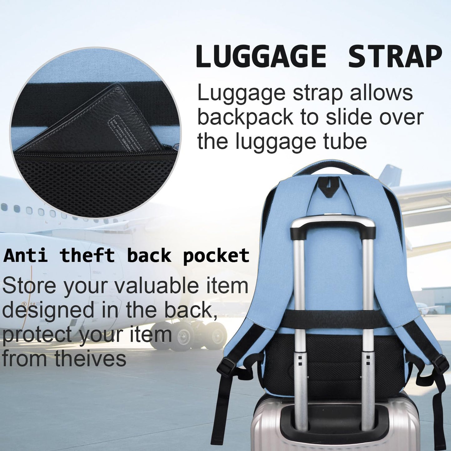 Anti-Theft Laptop Backpack with USB – 15.6" Black