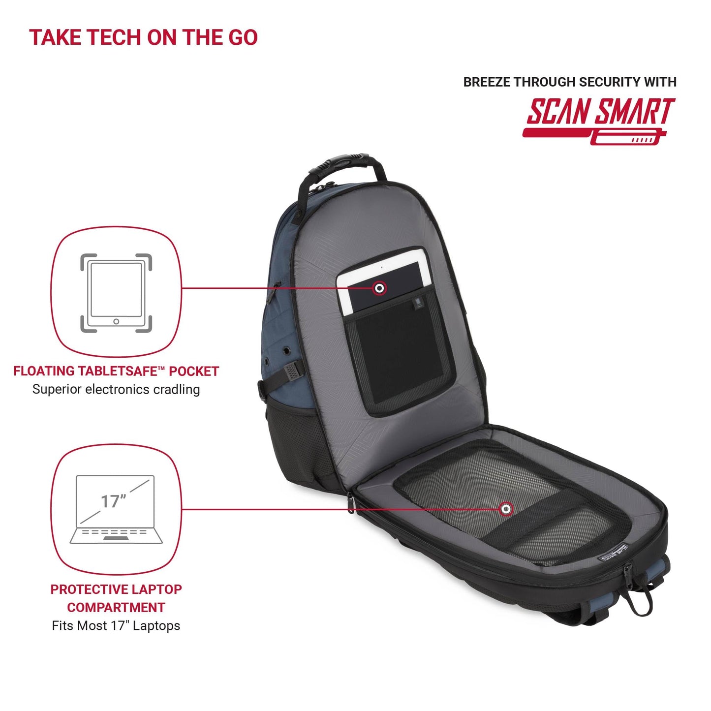 SwissGear 1900 ScanSmart TSA Laptop Backpack, 17" Black