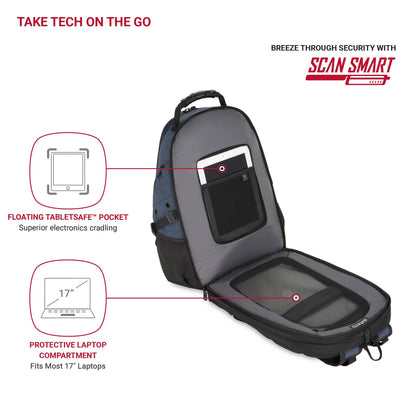SwissGear 1900 ScanSmart TSA Laptop Backpack, 17" Black