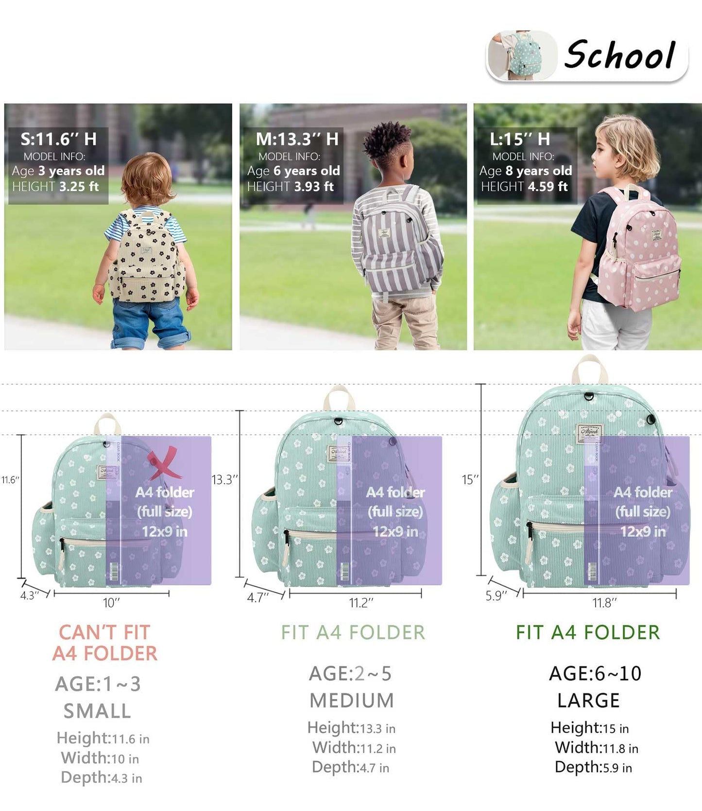Corduroy Kids Backpack for Boys & Girls, 15"