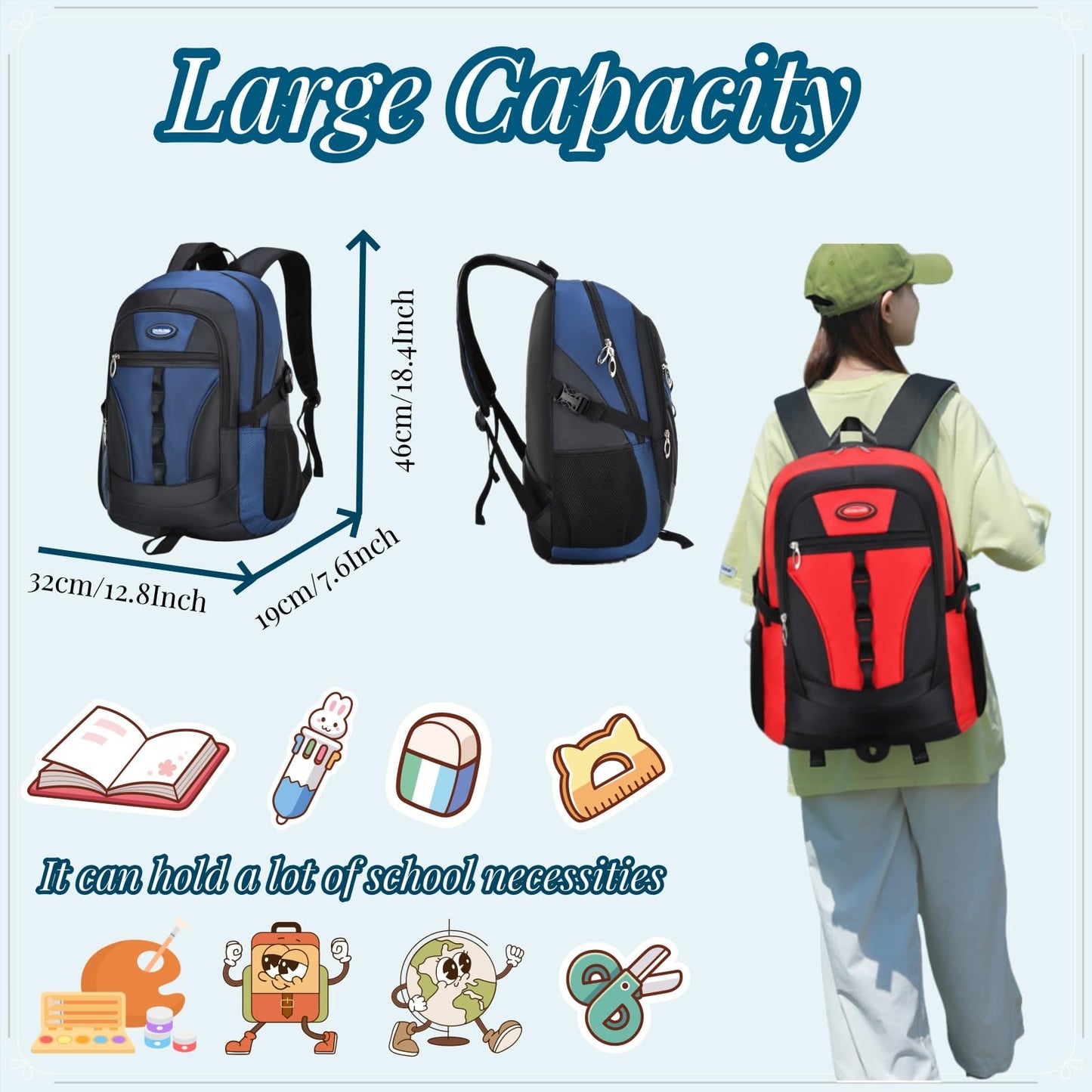 Men's Retro Travel & College Backpack, Large Capacity
