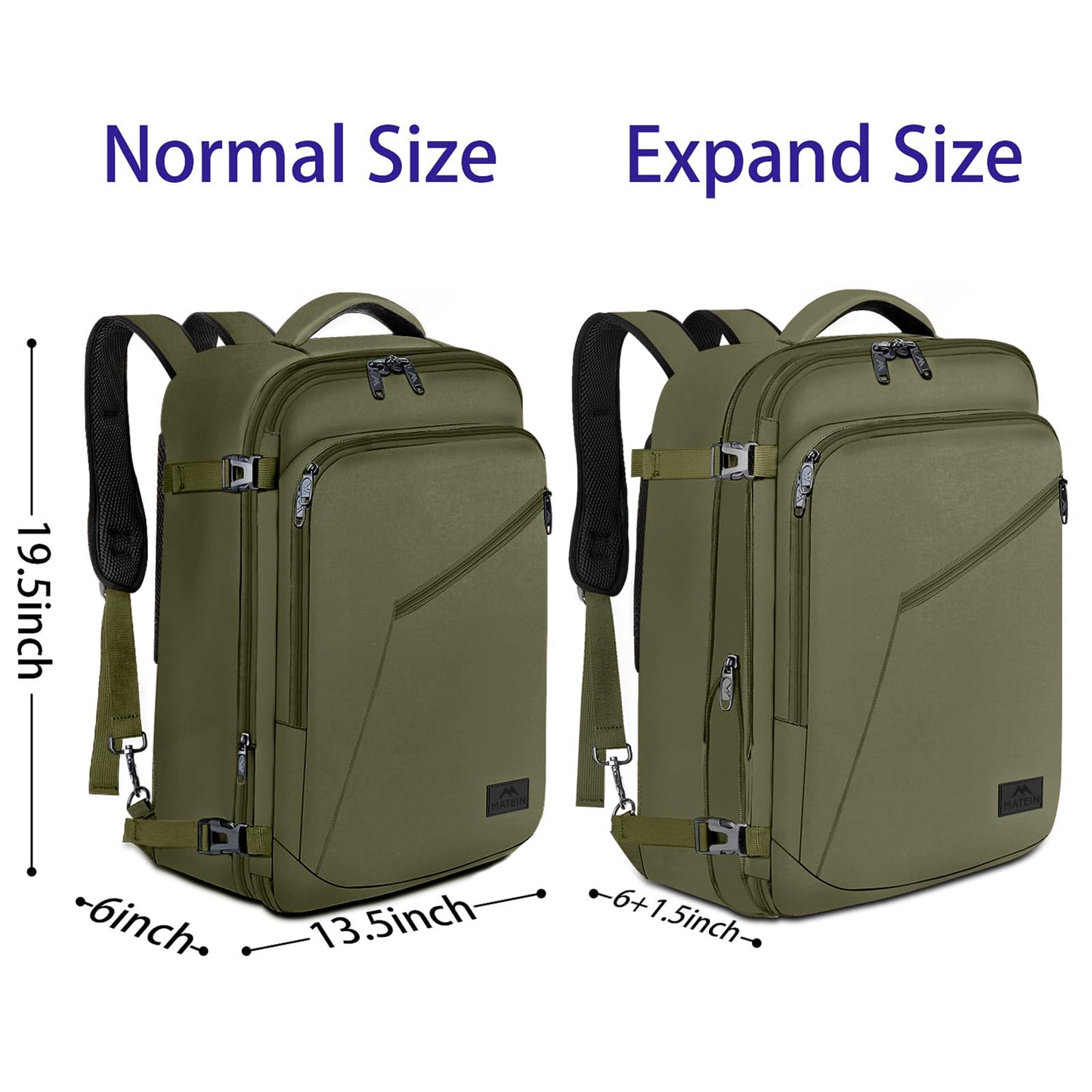 MATEIN 40L Carry-On Travel Backpack, Black