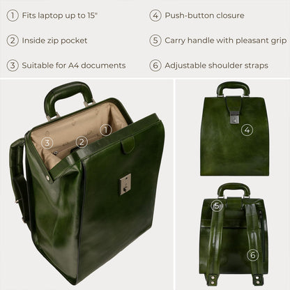 Time Resistance Leather Backpack for Men and Women