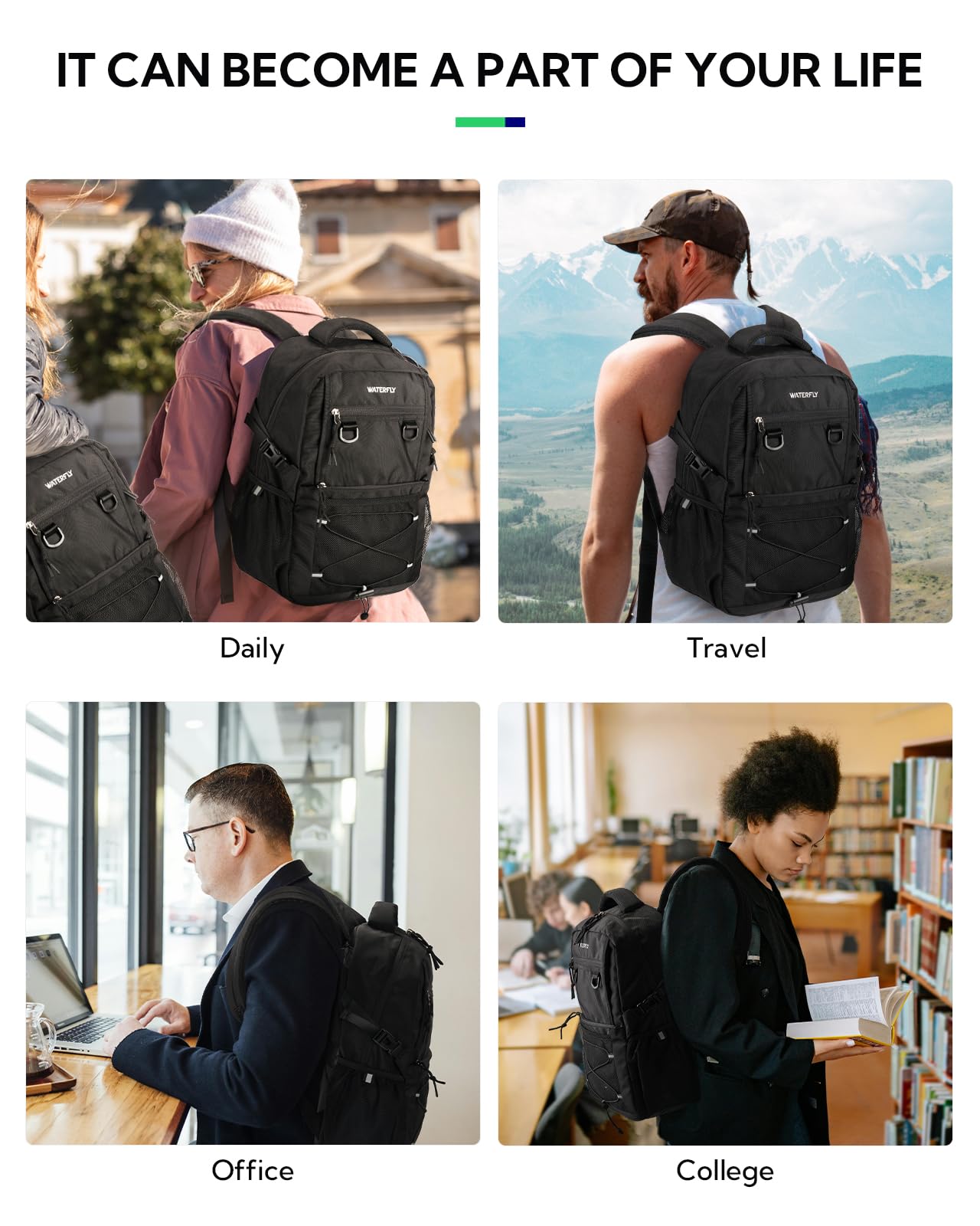 WATERFLY 22L Lightweight Travel & Hiking Backpack