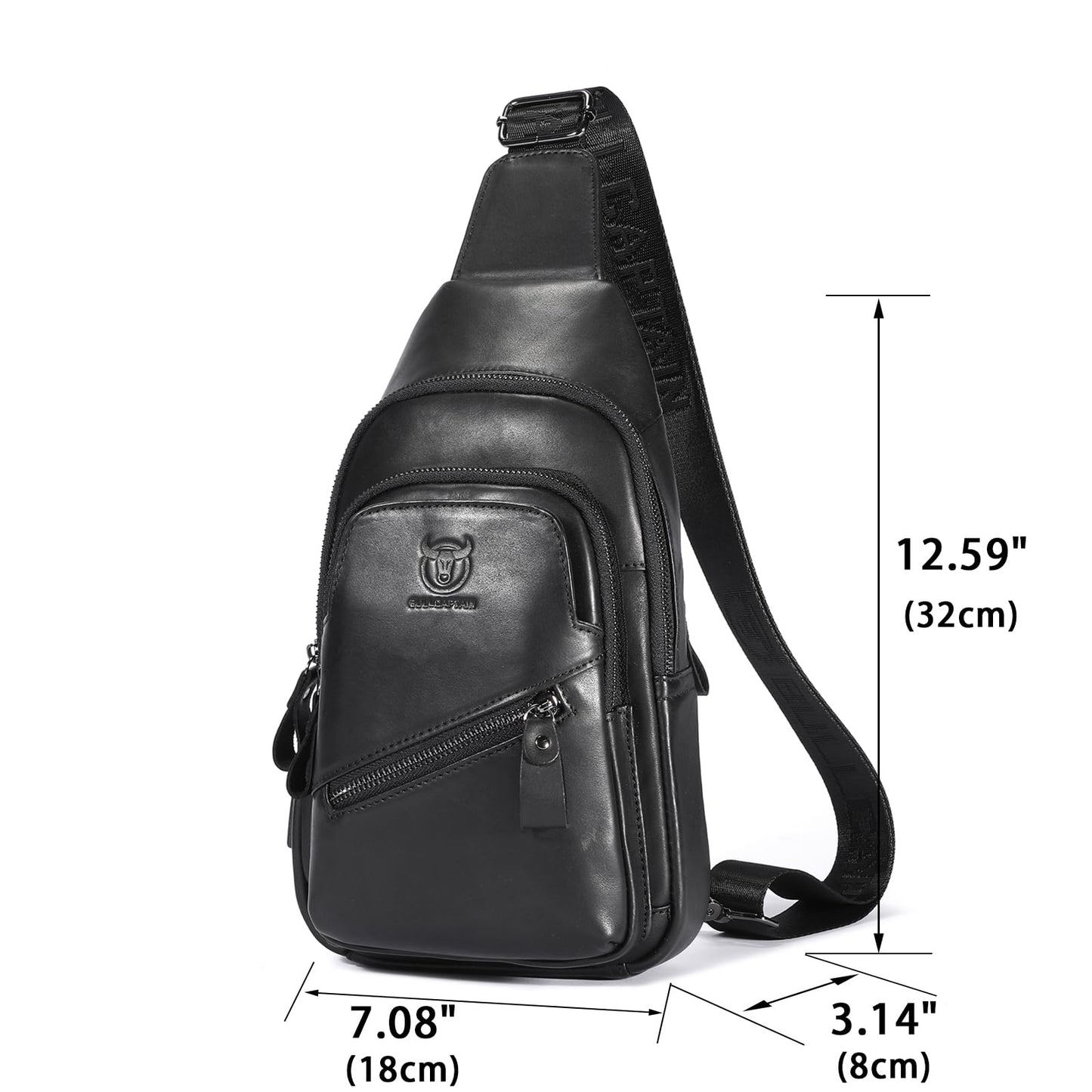 LUKZIJAES Genuine Leather Sling Bag for Men