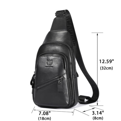 LUKZIJAES Genuine Leather Sling Bag for Men