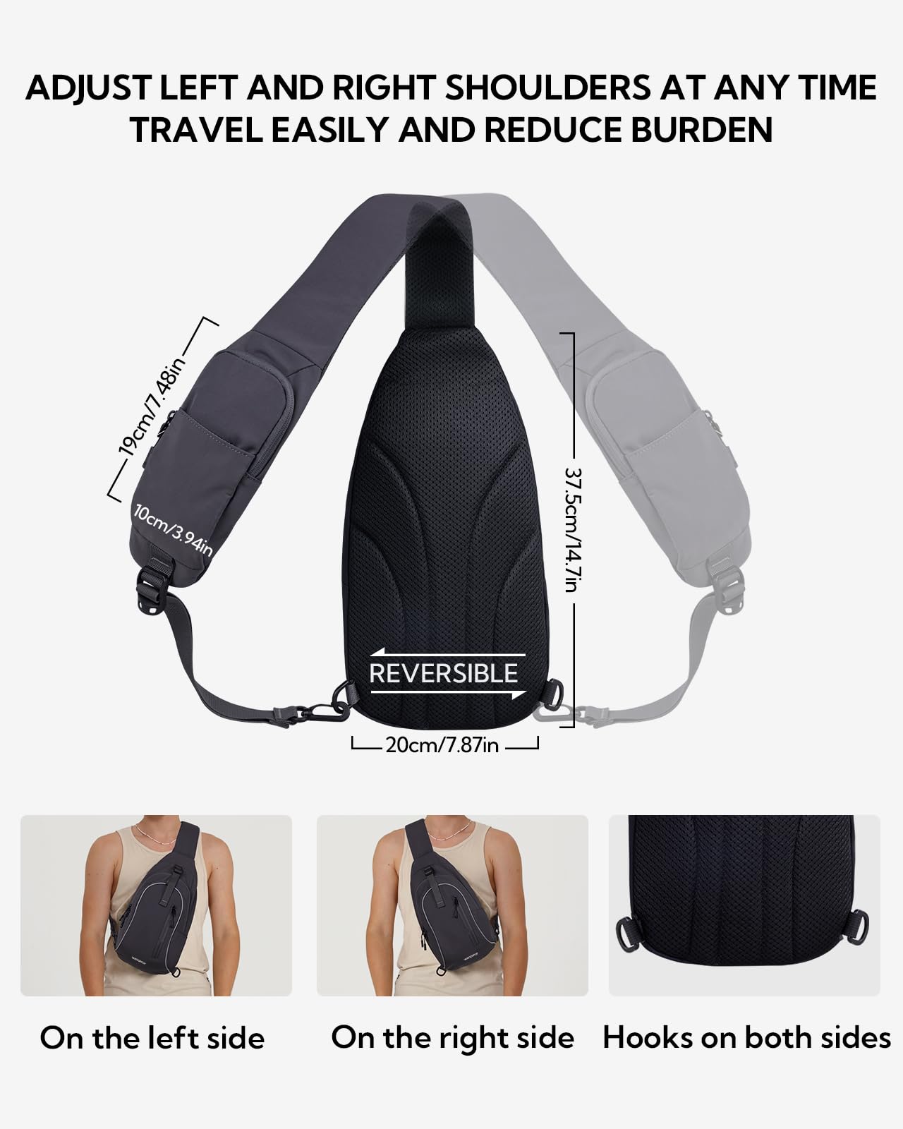 WATERFLY Crossbody Sling Backpack for Travel