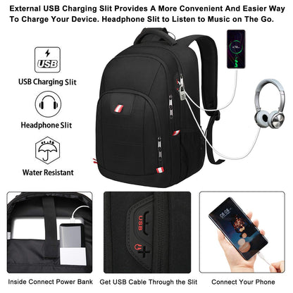 Travel Laptop Backpack, Black Backpack for Men and Women