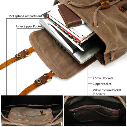 GEARONIC Vintage Canvas Laptop Backpack, 15"