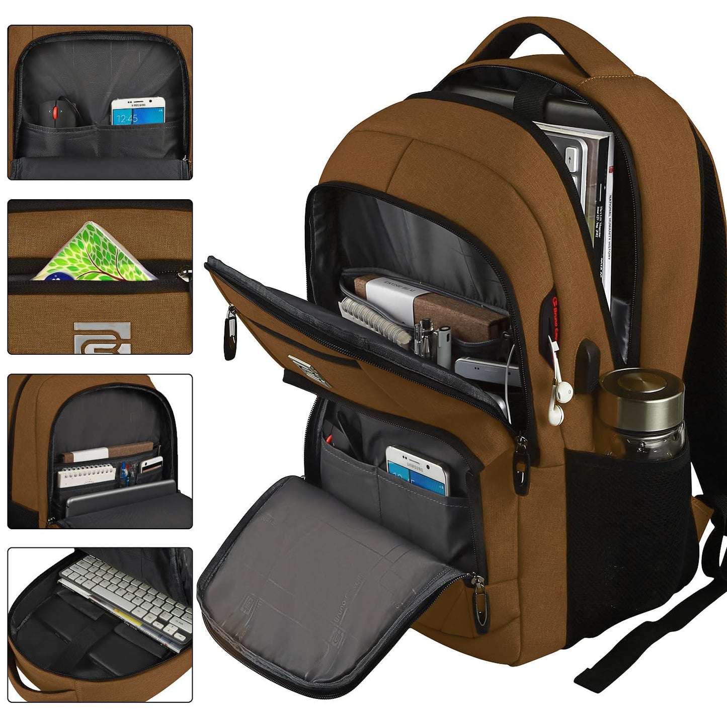 Anti-Theft Laptop Backpack with USB – 15.6" Black