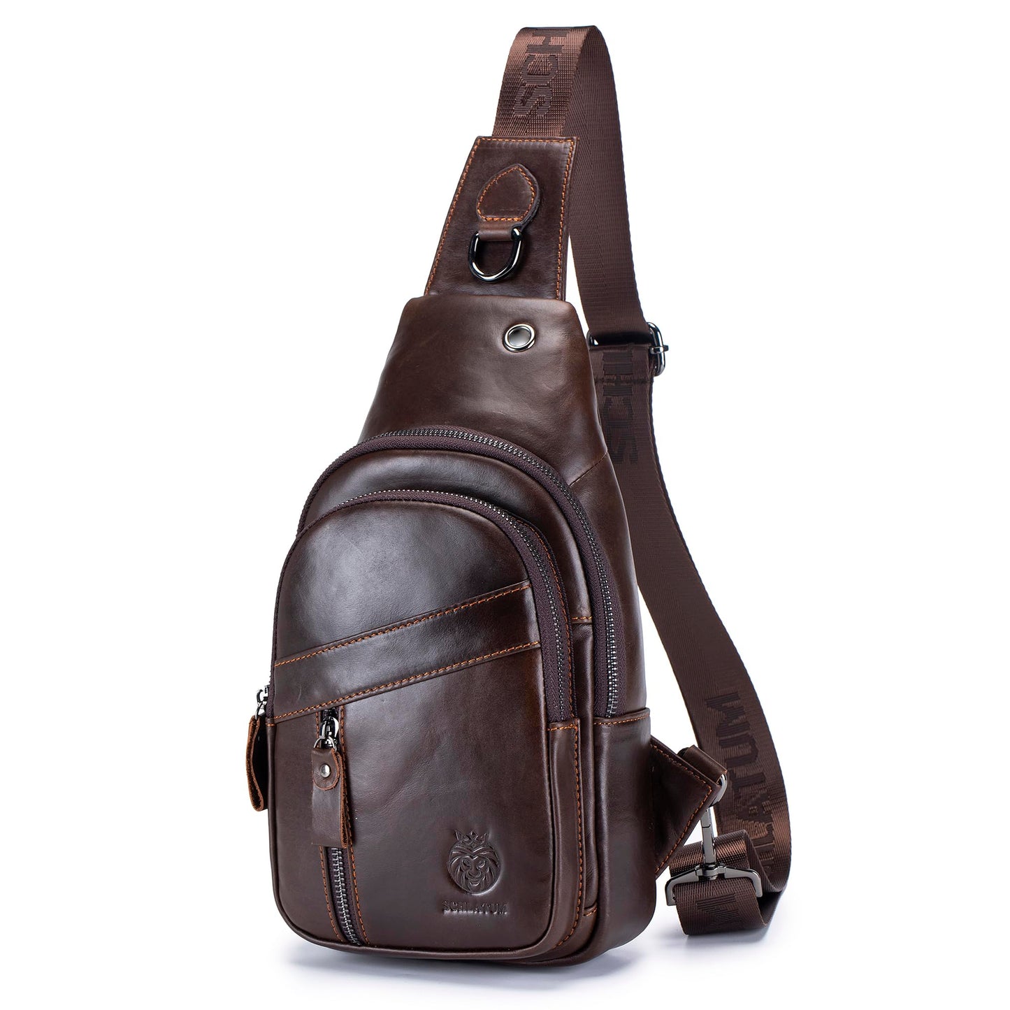 LUKZIJAES Genuine Leather Sling Bag for Men