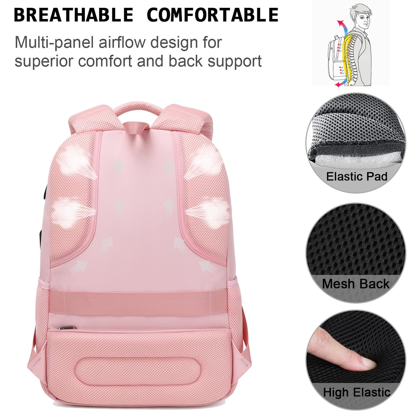 Anti-Theft Laptop Backpack with USB – 15.6" Black
