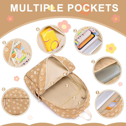 School Backpack for Teen Girls & Women, Corduroy