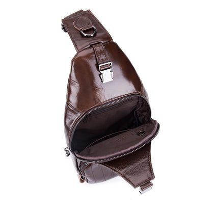 LUKZIJAES Genuine Leather Sling Bag for Men