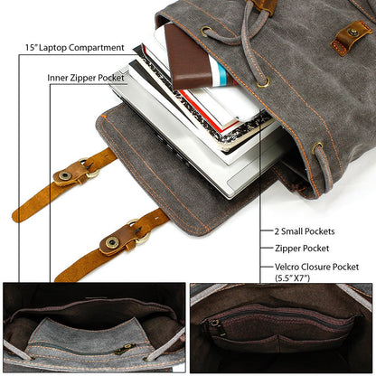 GEARONIC Vintage Canvas Laptop Backpack, 15"