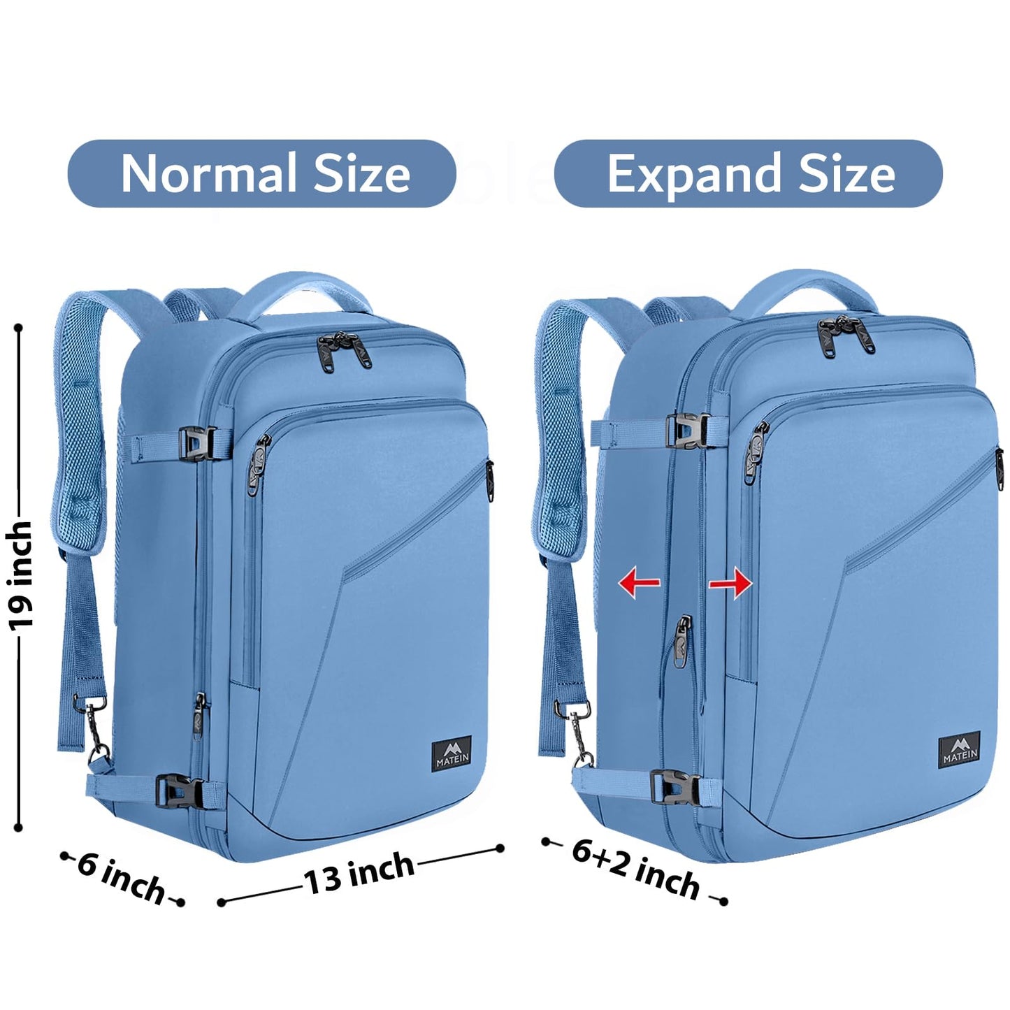 MATEIN 40L Carry-On Travel Backpack, Black