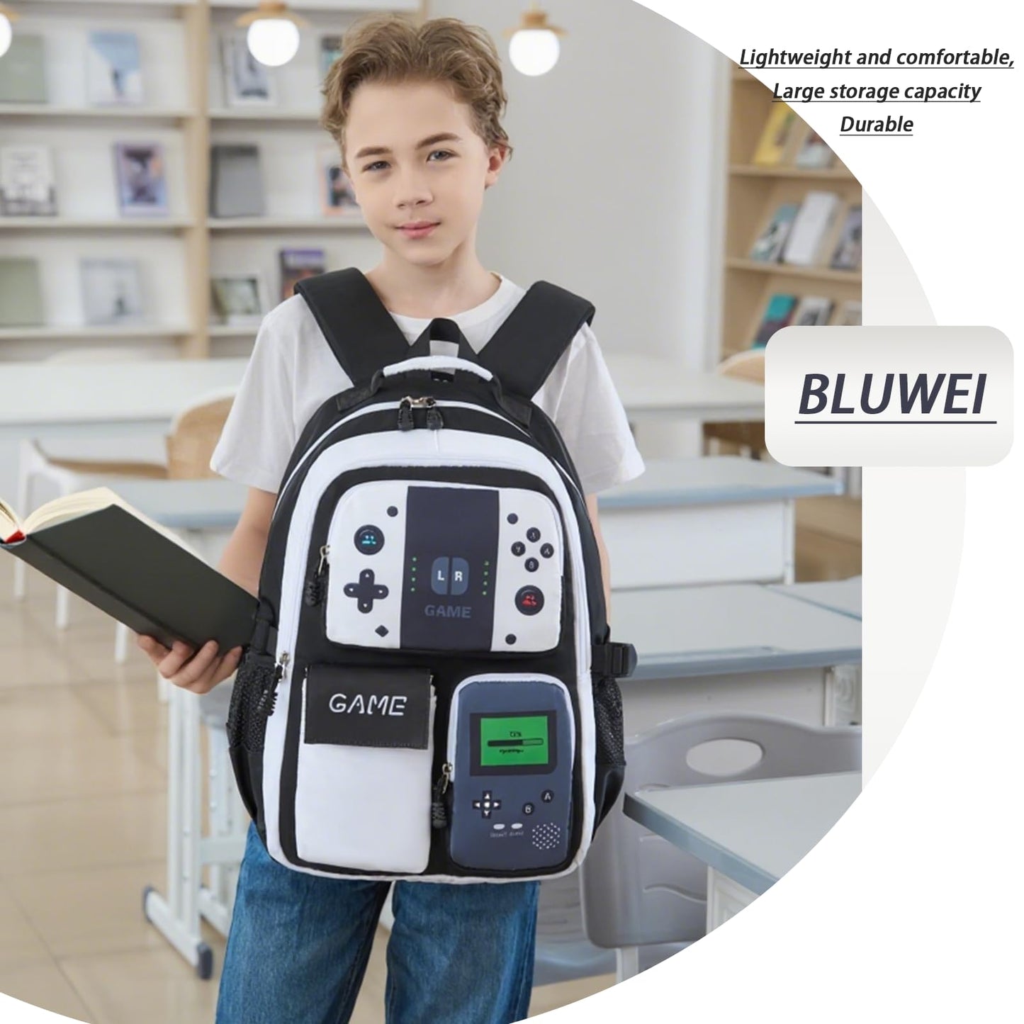 Luminous Boys Backpack – Large Capacity, Blue