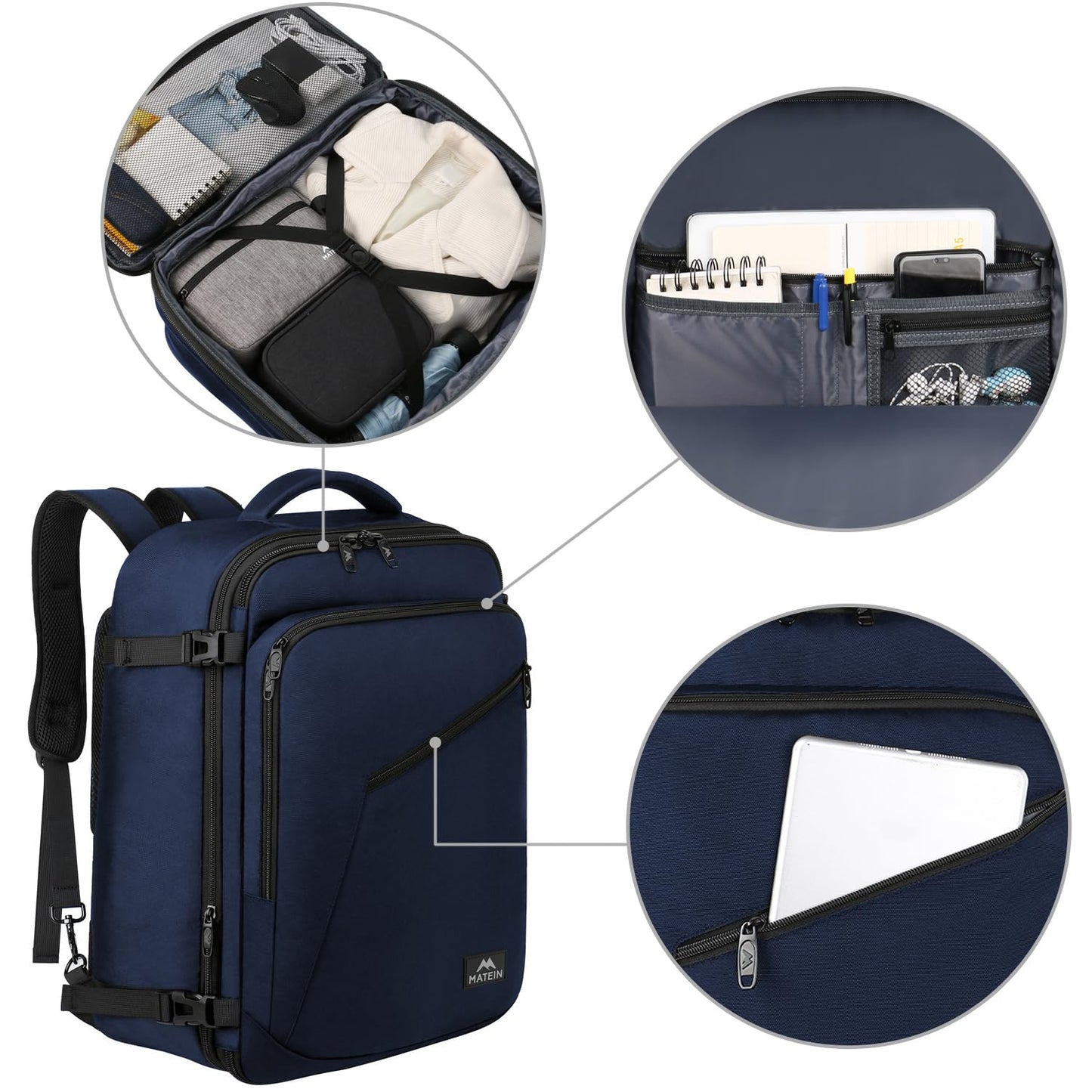 MATEIN 40L Carry-On Travel Backpack, Black