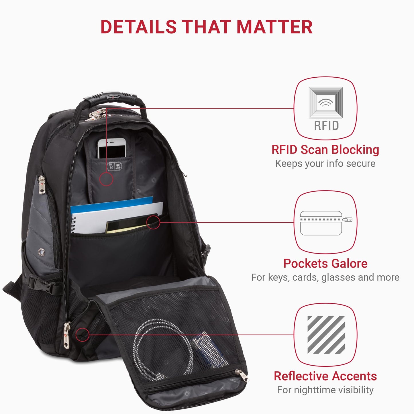 SwissGear 1900 ScanSmart TSA Laptop Backpack, 17" Black