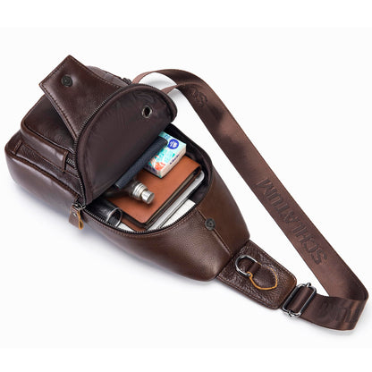 LUKZIJAES Genuine Leather Sling Bag for Men