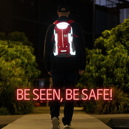 Reflective Motorcycle Backpack with Helmet Holder, Green