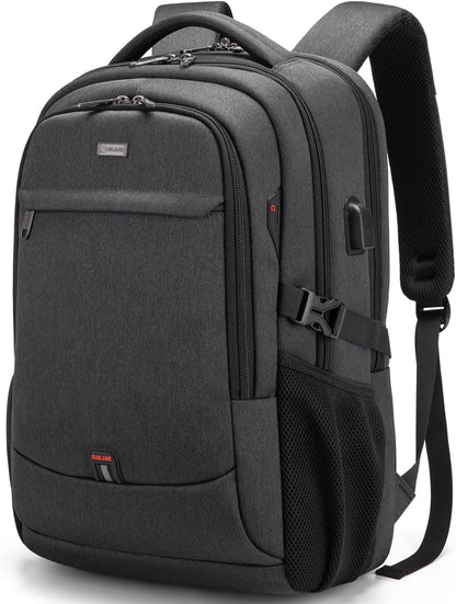 DUSLANG 17" Travel Laptop Backpack with USB, Black