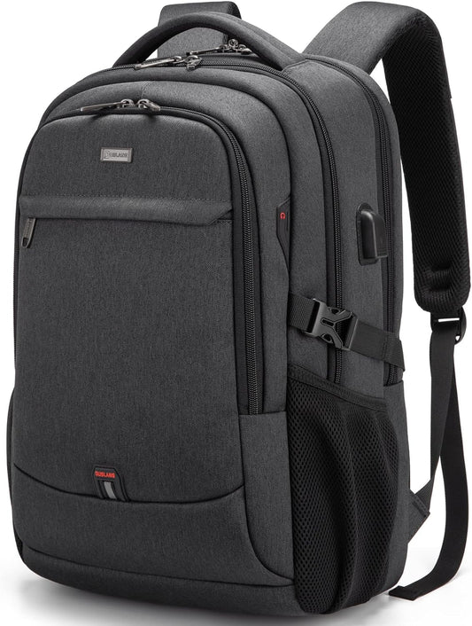 DUSLANG 17" Travel Laptop Backpack with USB, Black