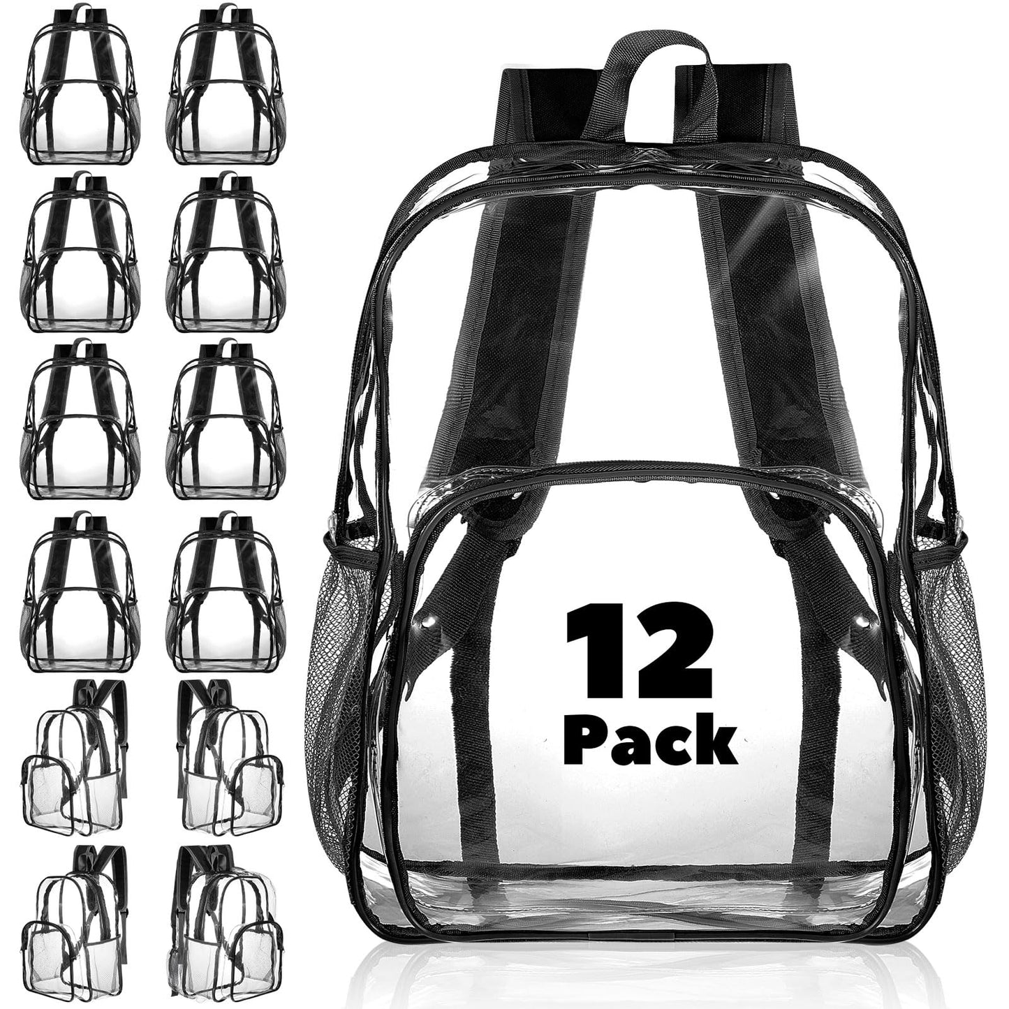 Amylove Clear PVC Backpack, 15", Black, 100-Pack