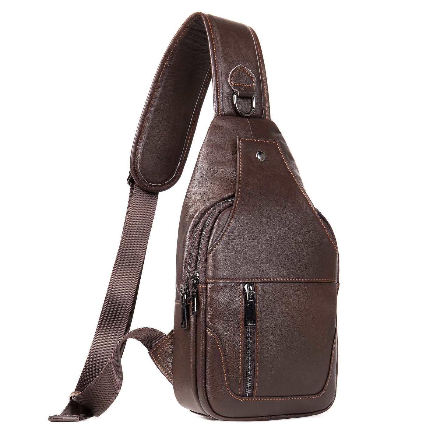 LUKZIJAES Genuine Leather Sling Bag for Men