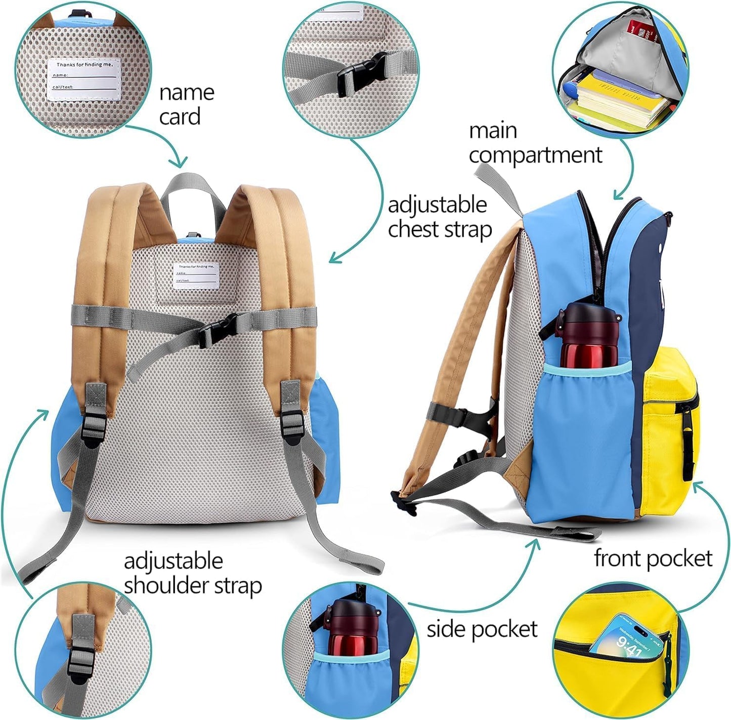 Kids Backpacks For Girls Boys, School & Travel, Large, 15