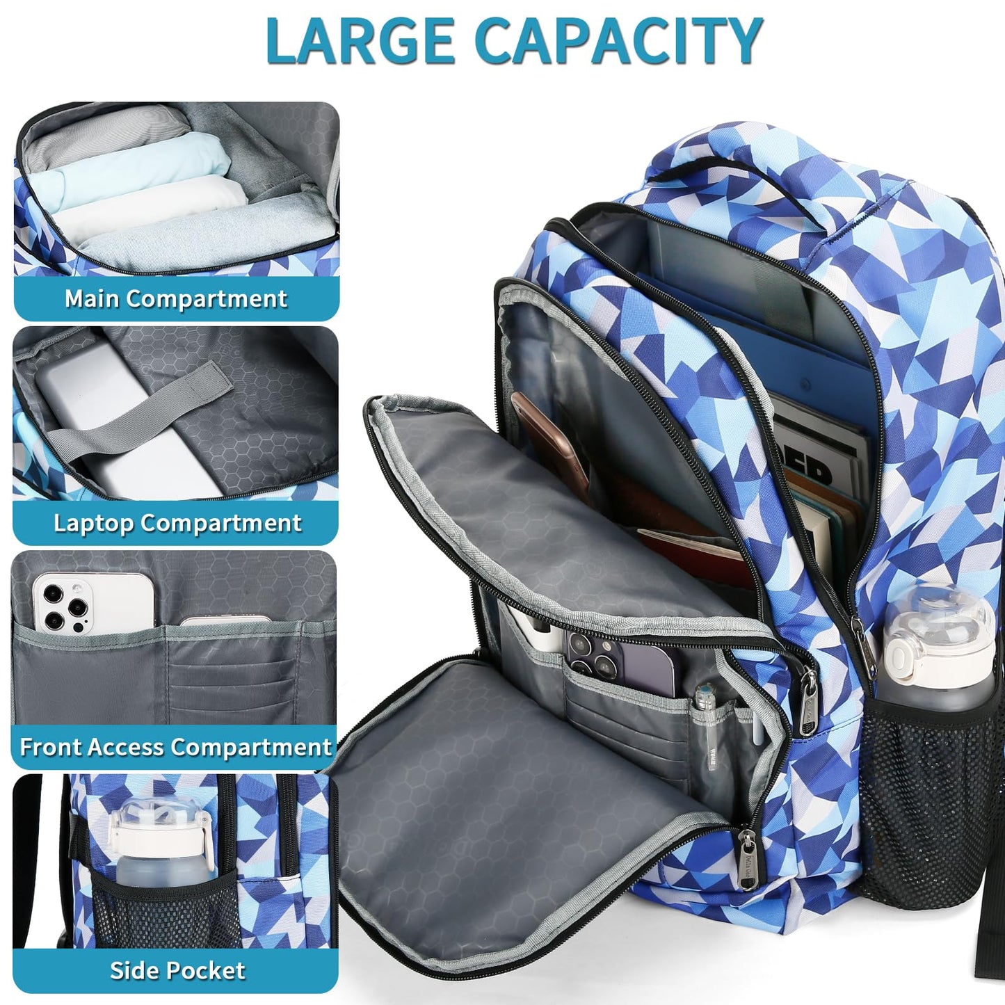 Travel Laptop Backpack, Black Backpack for Men and Women
