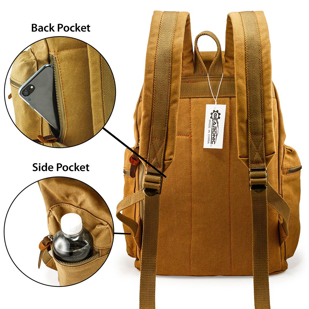 GEARONIC Vintage Canvas Laptop Backpack, 15"