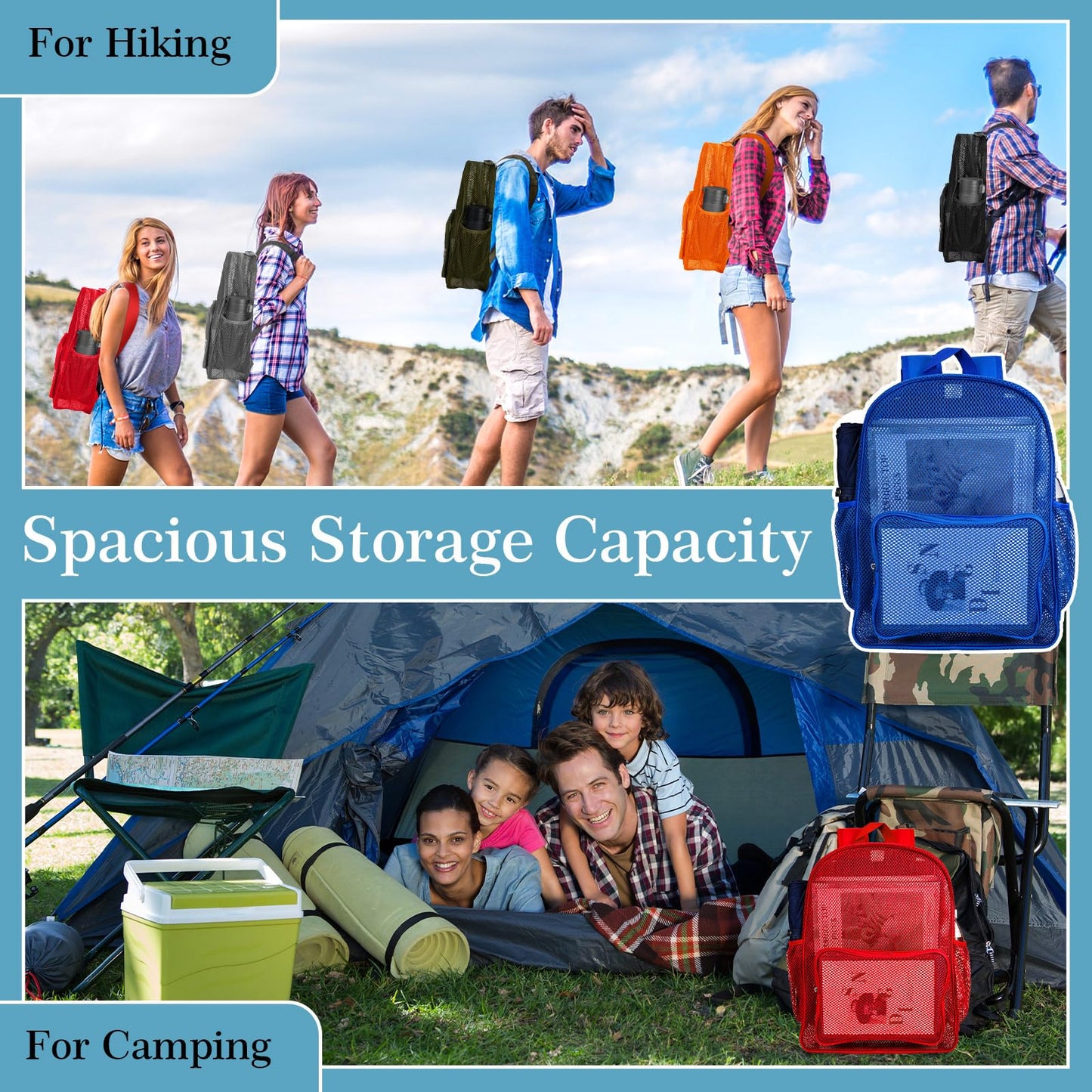 48-Pack 17" Clear Mesh Backpacks – Heavy Duty