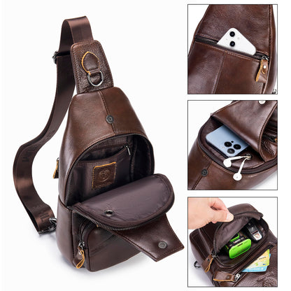LUKZIJAES Genuine Leather Sling Bag for Men