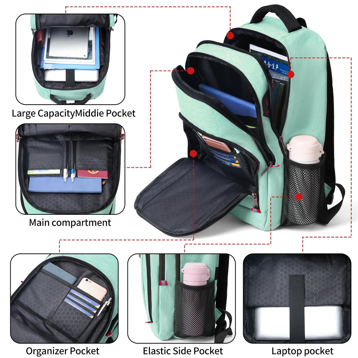 Travel Laptop Backpack, Black Backpack for Men and Women