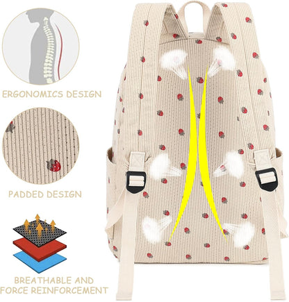School Backpack for Teen Girls & Women, Corduroy