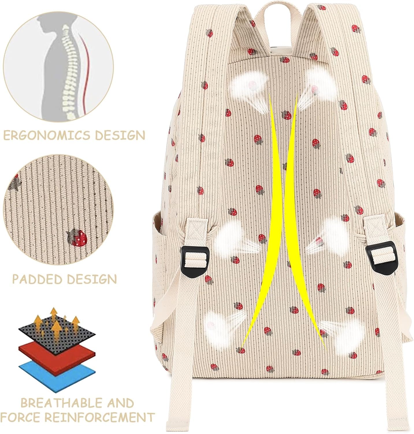 School Backpack for Teen Girls & Women, Corduroy