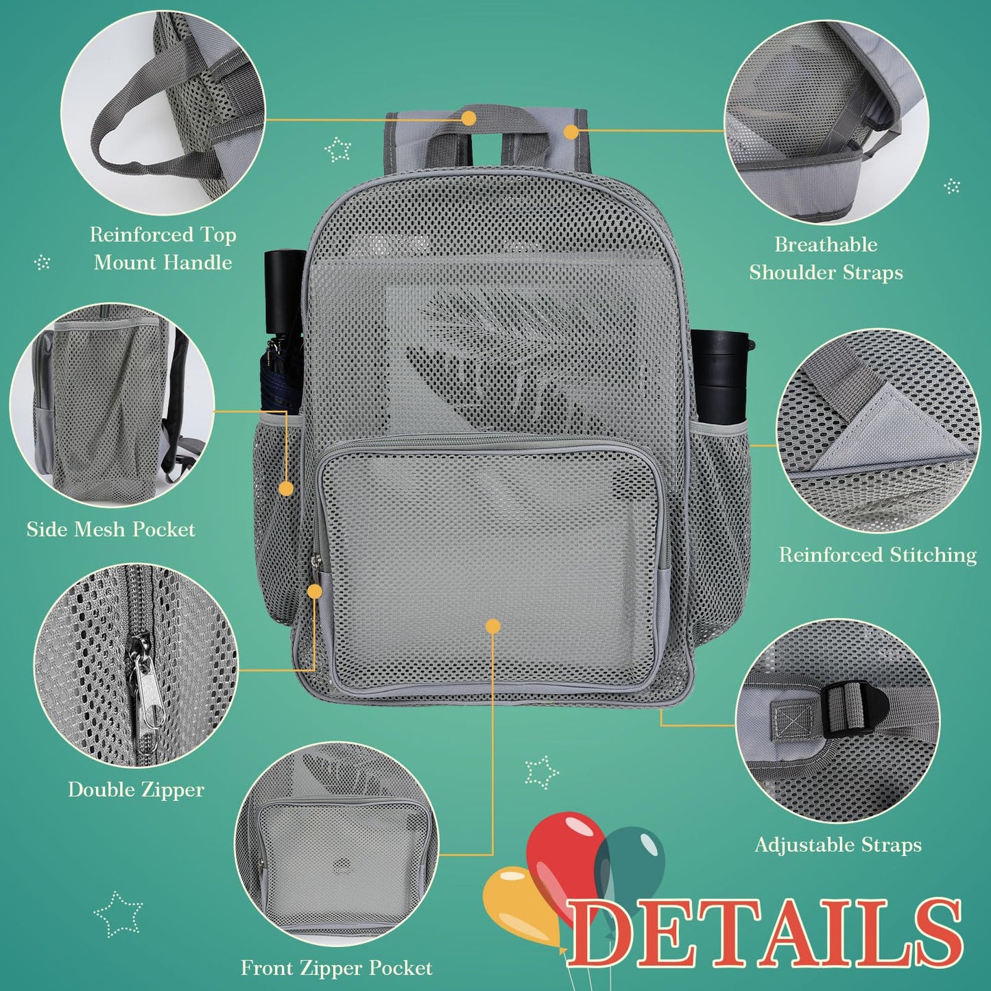 48-Pack 17" Clear Mesh Backpacks – Heavy Duty