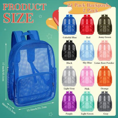 48-Pack 17" Clear Mesh Backpacks – Heavy Duty
