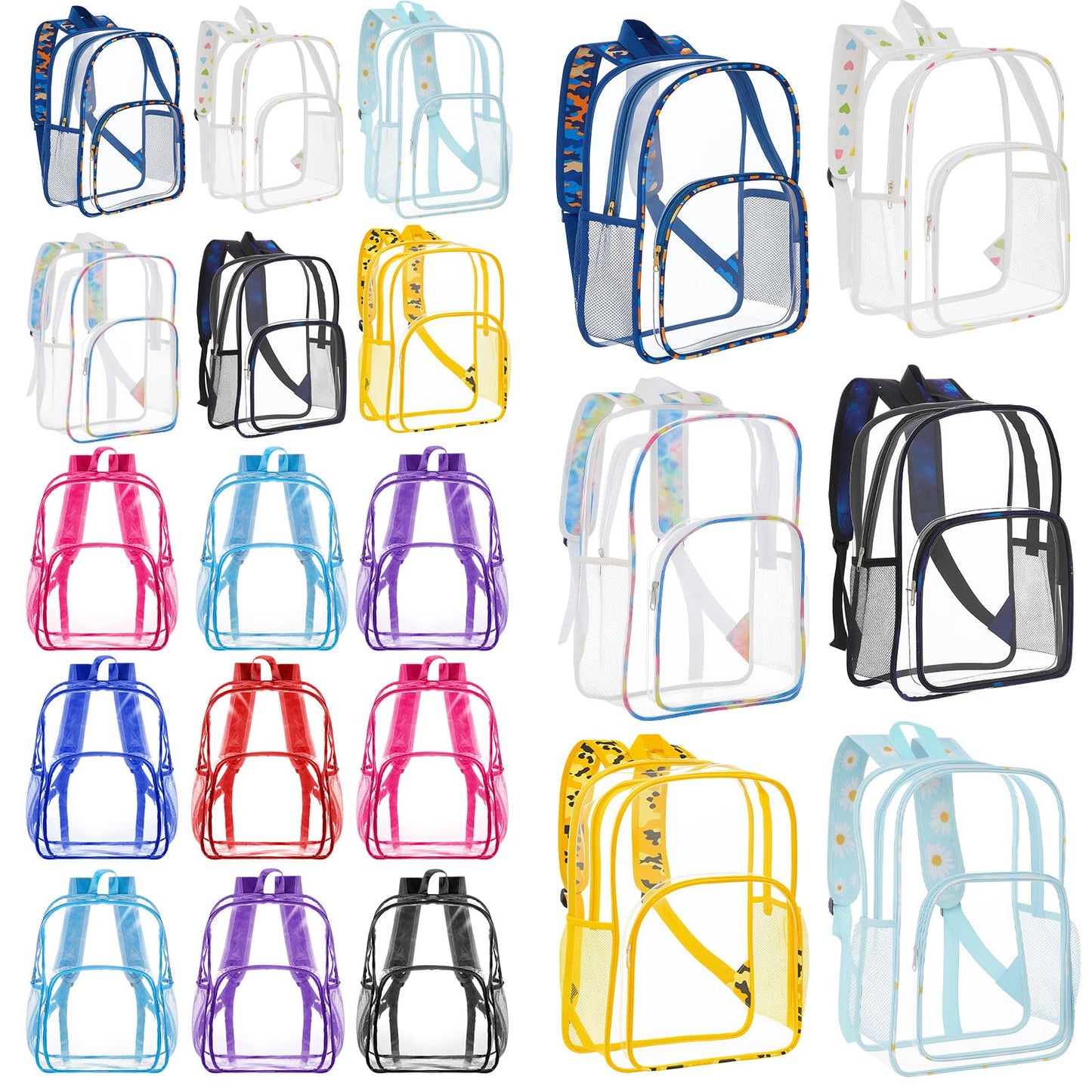 Amylove Clear PVC Backpack, 15", Black, 100-Pack