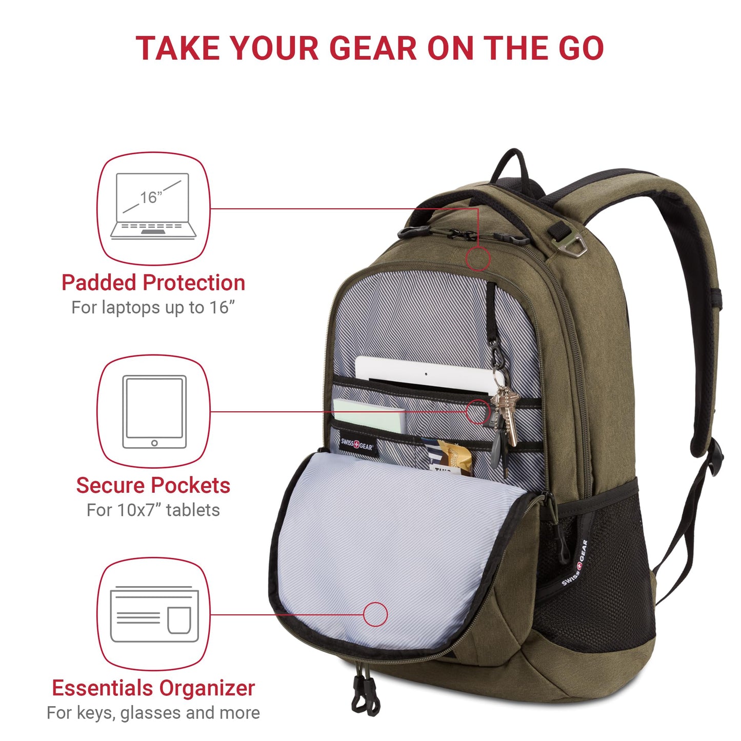SwissGear Cecil 5505 Laptop Backpack, Pastel Brown/Black, 18-Inch