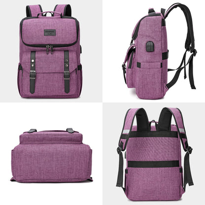 YALUNDISI Vintage Laptop Backpack with USB, Black