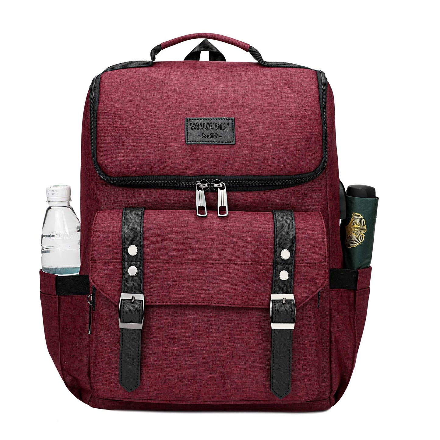YALUNDISI Vintage Laptop Backpack with USB, Black