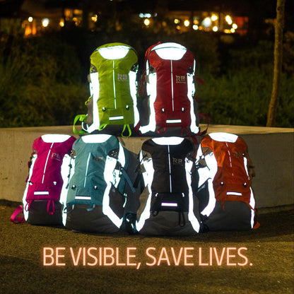 Reflective Motorcycle Backpack with Helmet Holder, Green