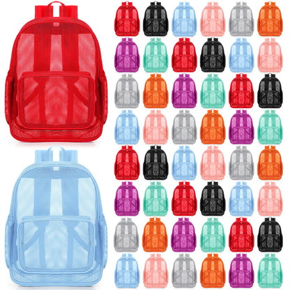 48-Pack 17" Clear Mesh Backpacks – Heavy Duty