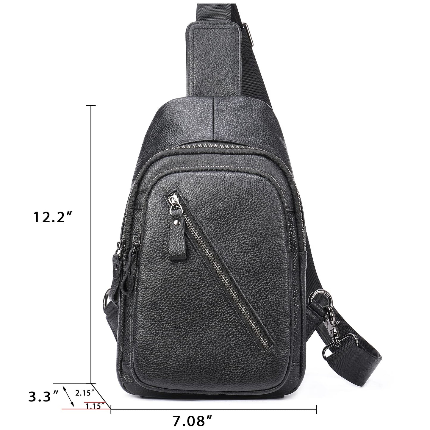 LUKZIJAES Genuine Leather Sling Bag for Men