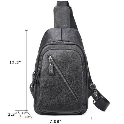LUKZIJAES Genuine Leather Sling Bag for Men